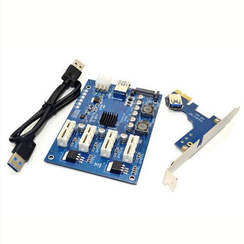 PCI-E 1X转PCIE 1X卡槽扩展卡C1进4出PCI-E转接卡显卡延长线一转