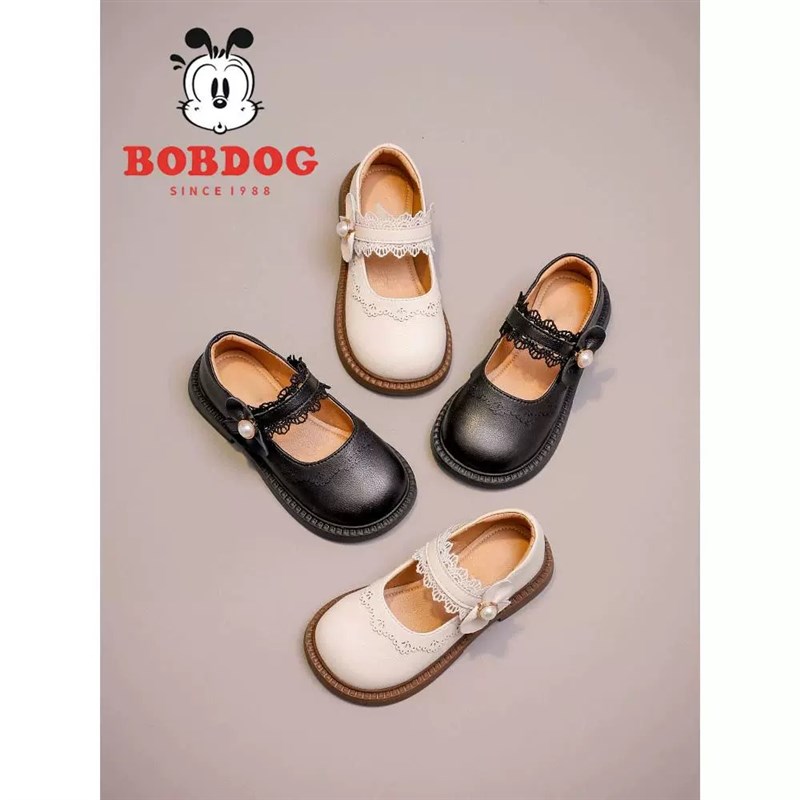 真皮女童鞋童装公主小皮鞋2025春季和秋季新款女婴简单的黑色鞋