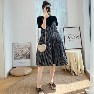 孕妇裙子夏季 孕妇装 上衣时尚 大码 宽松显瘦高级孕妇连衣裙夏天 夏装