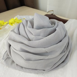 纯色丝R巾百搭文艺护颈披 围巾女春秋冬季 薄款 2024新长款 棉麻韩版