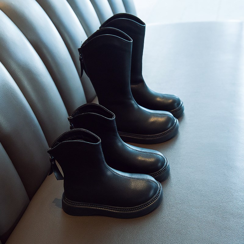 儿童长筒靴秋冬季新款真皮软底单靴小女孩高筒公主加绒女童马丁靴