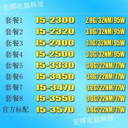 笙晖 I5-2300 2320 2400 2500 3330 3450 3470 3550 3570 散片CPU