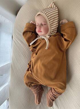 新生儿0一3月婴儿打底衣秋冬内穿初生男女宝宝衣服a类52码爬服66