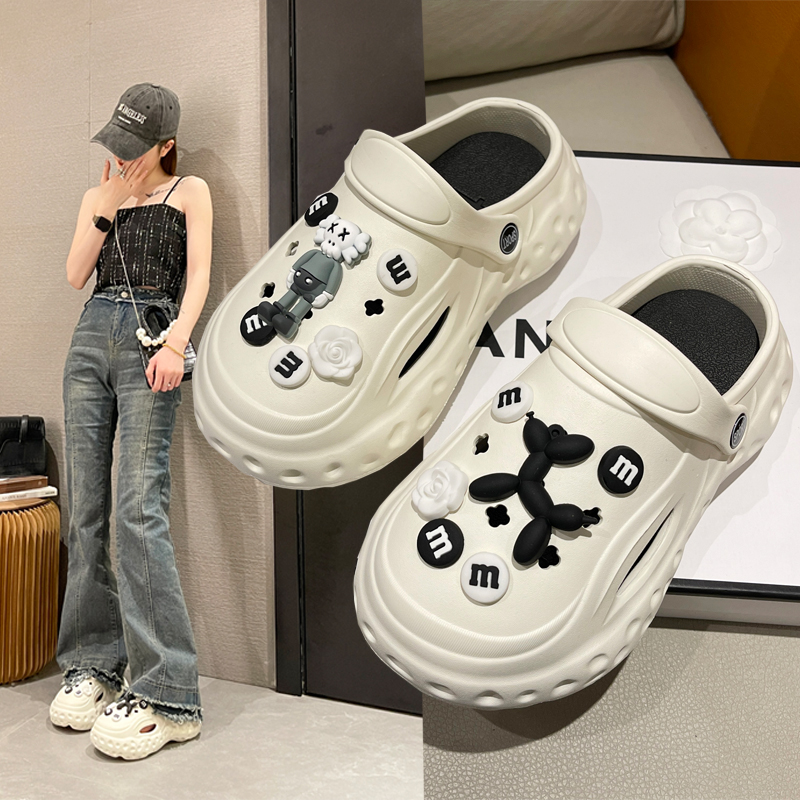 洞洞鞋女外穿2023新款t夏厚底防滑潮流外穿办公室增高沙滩包头凉