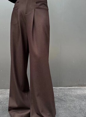 黑色高腰阔腿裤女2l024秋冬新款宽松休闲西装裤拖地长裤高级感西