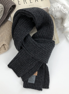 软糯绿色蓝色咖色黑灰色s针织护颈小围巾男女冬季短款纯色毛线围