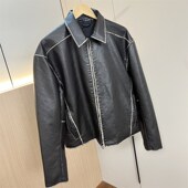 水洗PU皮 外贸复古百搭翻领机车皮衣夹克外套 男士 高端品质o 春季