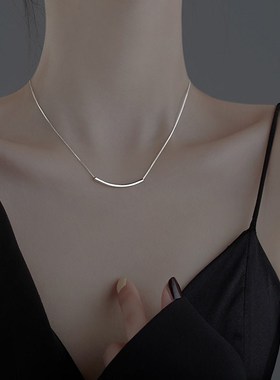 弯管项链女纯银高级设计感小众简约锁骨链2024年新款轻奢银饰
