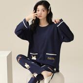 240斤特大码 胖妹妹宽松家居服两件套6XL 女春秋季 纯棉长袖 睡衣套装