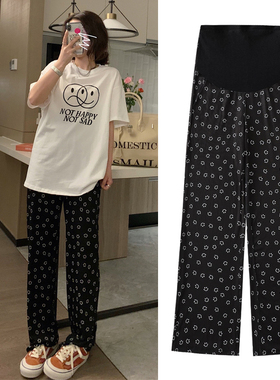 孕妇阔腿裤子黑色夏季薄款s外穿夏装2023新款显瘦直筒拖地休闲长