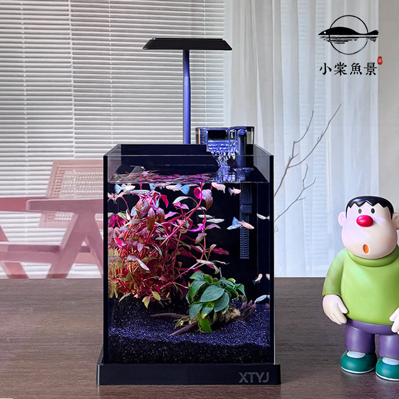 桌面鱼缸小型客厅斗鱼鱼缸过滤制氧一体机生态水草植物造景玻璃缸