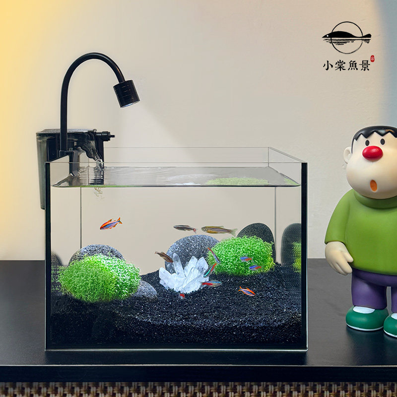鱼缸小型家用水晶造景方缸桌面客厅微景观水草生态鱼缸超白玻璃缸,宠物/宠物食品及用品,桌面缸,淘宝优惠券,粉丝福利购,淘宝优惠卷