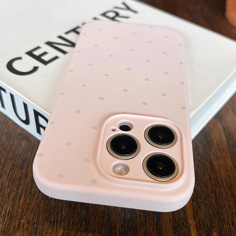 新品果粉色适用iPhone17Pro手机壳满屏爱心液态硅胶苹果16Promax简约耐脏15Pro防摔套14高级感13Promax全包12