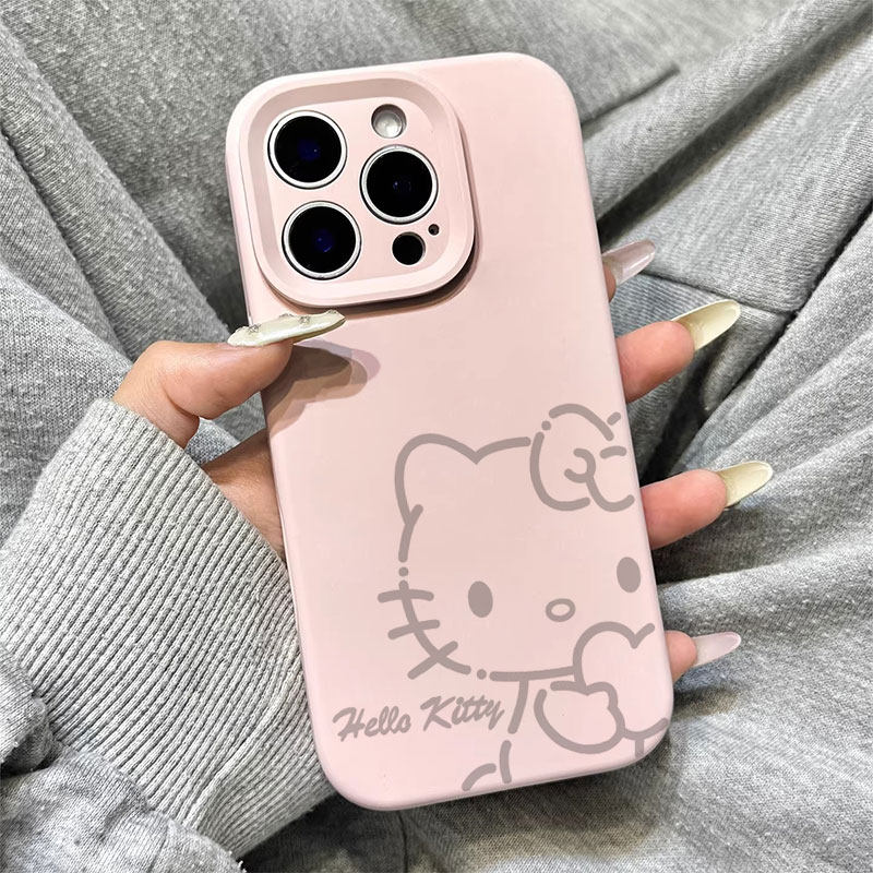 Hello爱心kt猫液态硅胶适用于iphone17promax苹果16手机壳15新款14pro超好看独特13情侣12全包防摔11不会撞