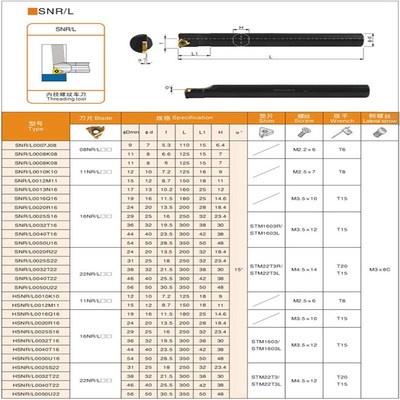 内螺纹刀杆数控螺纹车刀杆SNR0016Q16/0025/0032/0020R22车床刀具