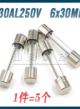 (5个)延时慢熔 T30A 250V玻璃保险丝 6*30MM保险管 优质熔断器