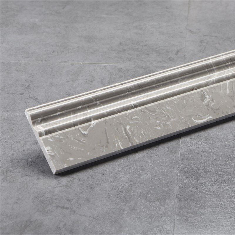 现代简约大理石踢脚线地脚线客厅瓷砖灰色墙角线通体石材黑金花