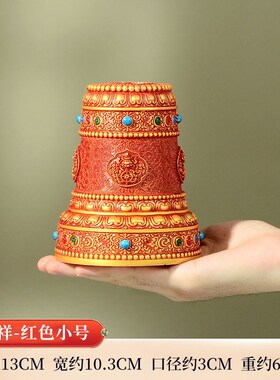 藏村藏式家用彩绘财神幡底座转轮招财箭座子锡杖树脂彩绘底座摆件