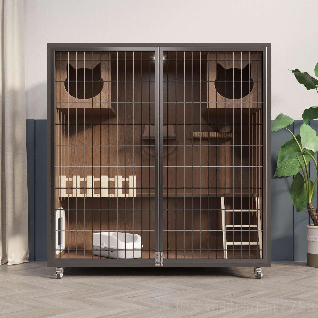 正品猫墅透气铁网高档猫舍猫柜大超自由空间豪华猫别咪子笼实木猫