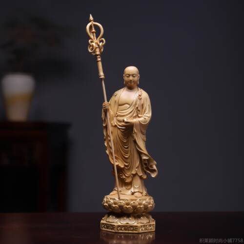 正品正小叶黄宗地杨木雕描金王菩萨佛像摆件藏家居装饰品家用供奉