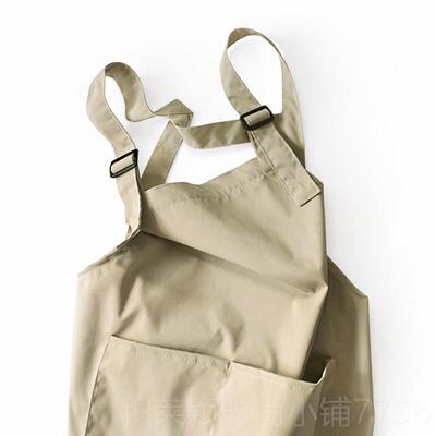 正品约防泼H背带印双肩纯色无袖围裙男女围腰工作服水定制logo简