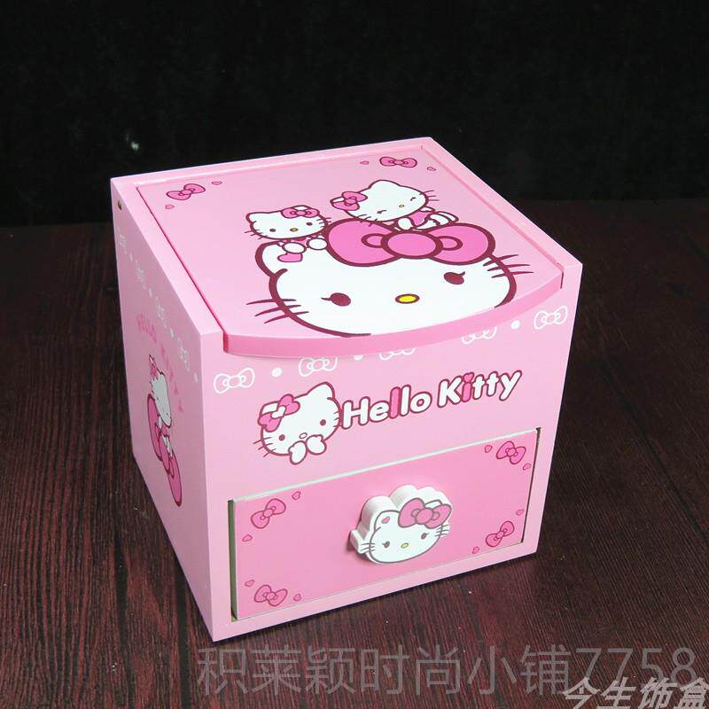 正品KT猫首盒木质凯蒂猫公欧式木制饰卡通收纳盒饰盒品女孩生日主图片