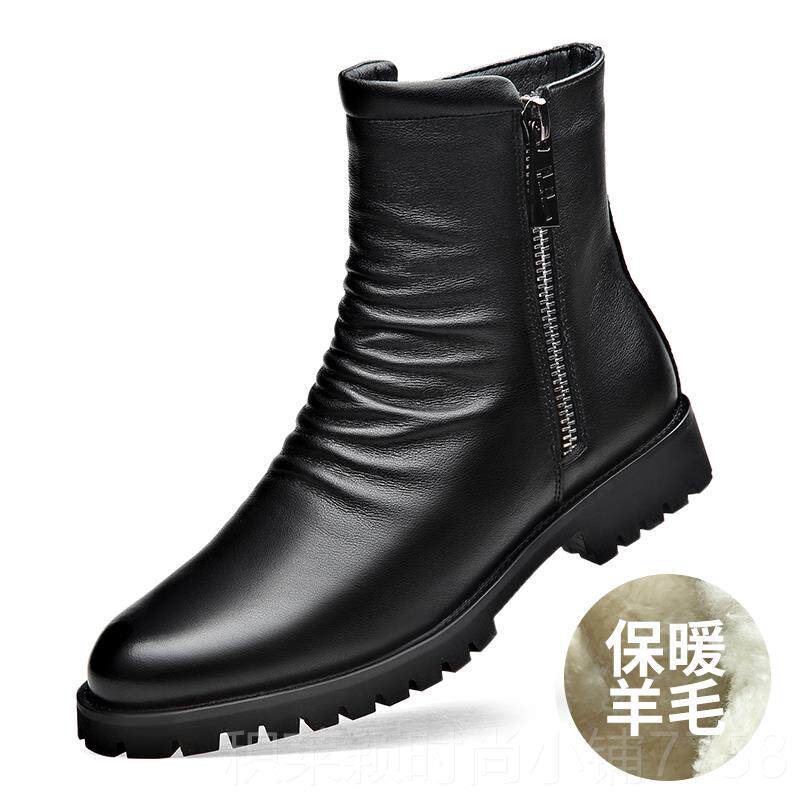 正品马丁季靴男冬羊毛棉鞋真切尔皮西靴高帮务男士皮鞋加绒保暖皮