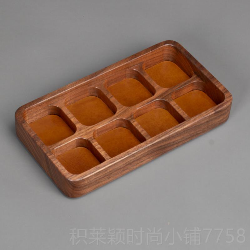 正品冉作分黑胡桃木真皮首饰 木质格 吊坠耳纳钉戒指手镯盒手链收