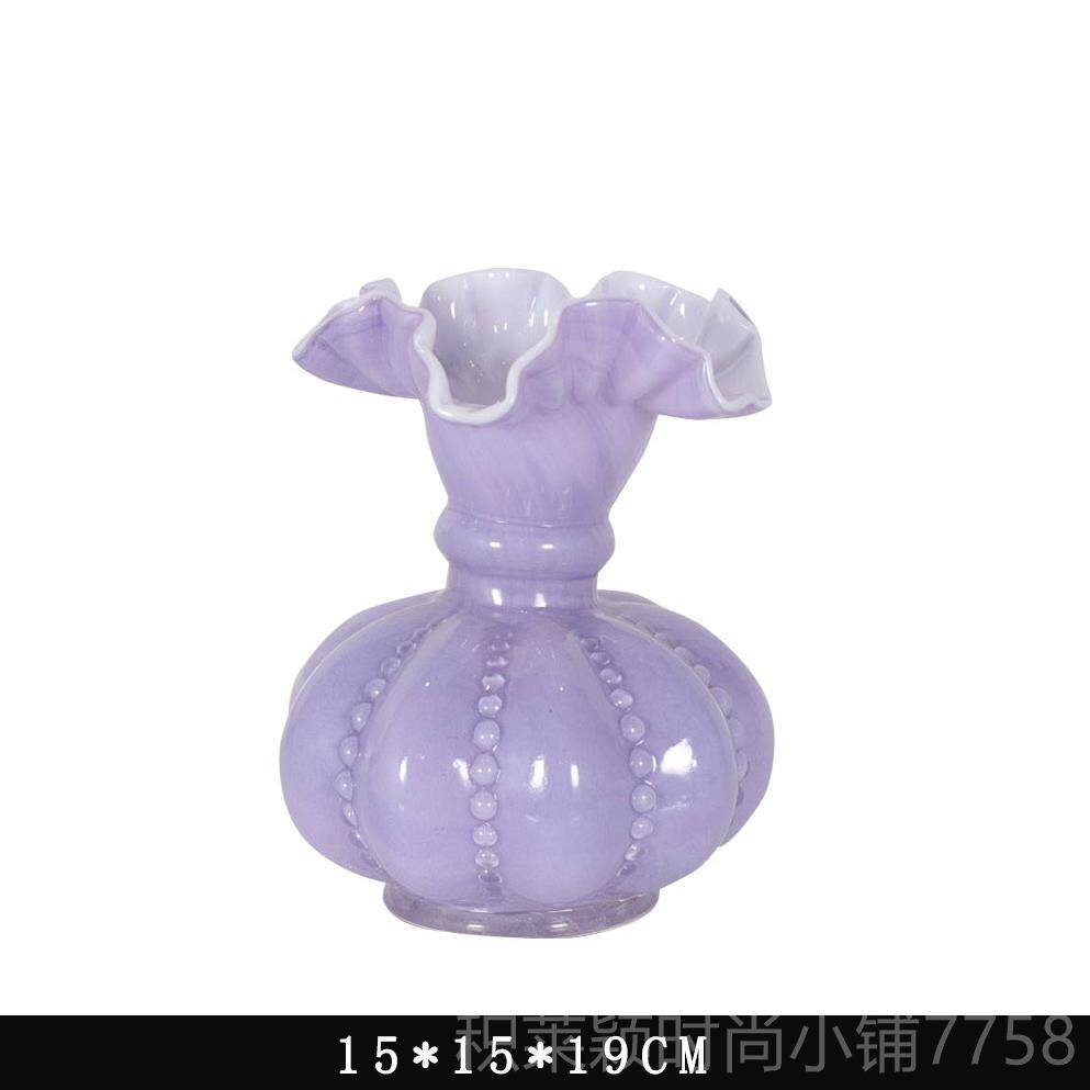 正品Vi养ntag古e中芬顿花瓣花瓶摆件客厅插花瓶法高式浪漫水花器