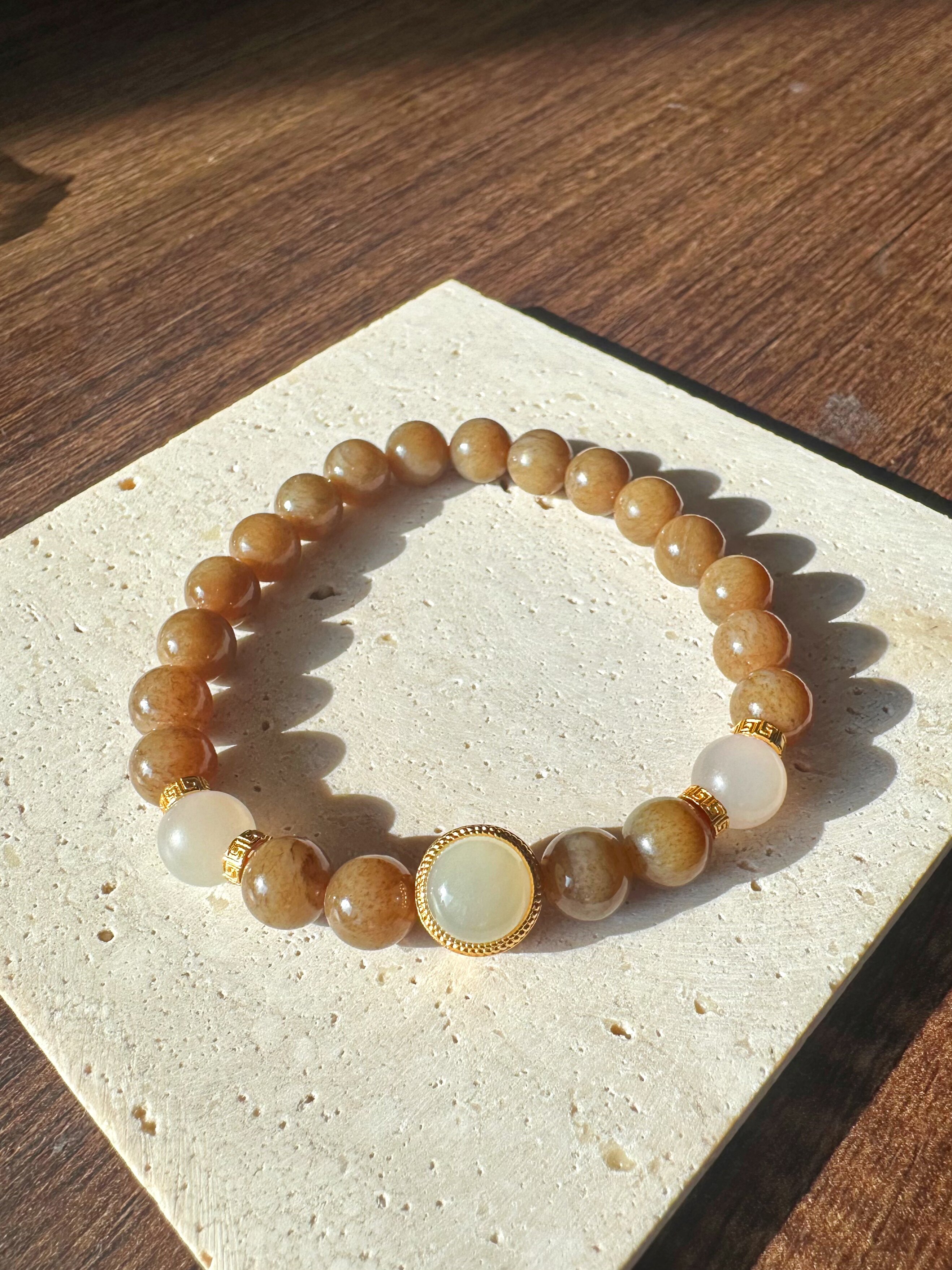 和田玉糖料设计款手串7mm左右搭配925银配饰