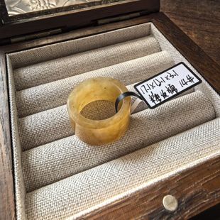 和田玉糖料直切戒指包容糖纹棉内径17.1平时12-13码