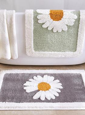 Bathroom Door Entrance Mat Daisy Bath Rug Bathroom Non-Slip