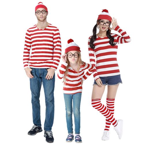 S-XXL Parent-Child Cartoon Where is Wally Waldo Costume Wald
