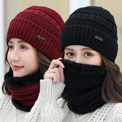 Balaclava Women's Knitted Hat Scarf Caps Neck Warmer Win