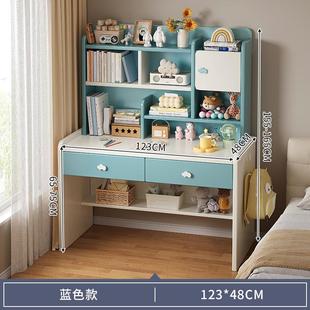 简易桌子 电脑桌实木书桌书架一体小学生卧室家用学习写字桌椅套装
