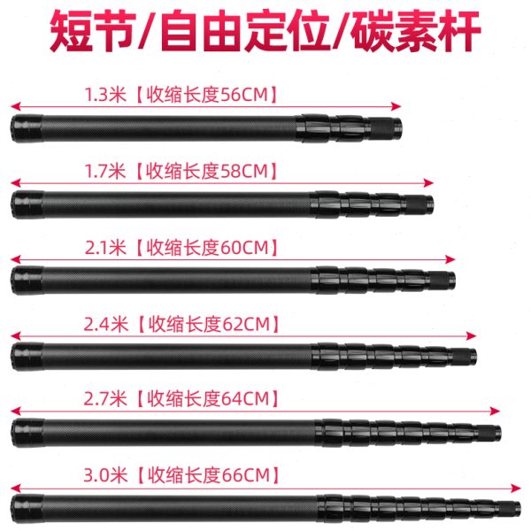 3米竿节短伸缩利碳素操加粗高网宏自由便携式定位鱼抄网杆大物捞