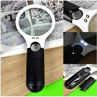 带灯光双镜手持放大镜 45倍LED高清阅读老人学生看书读报家用便携
