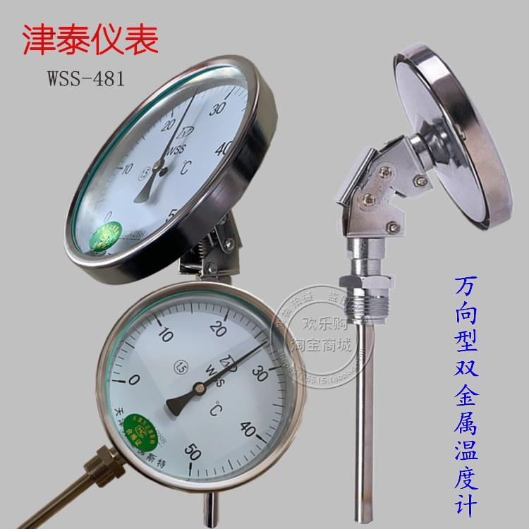 津泰WSS-481指针万向型双金属温度计工业锅炉管道蒸汽管温度表