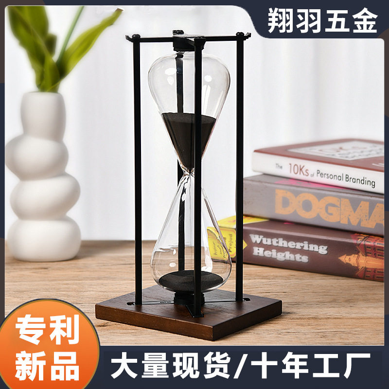 摆件高级感计时器复古玻璃沙漏 创意刷牙时间金属漏沙流沙沙漏