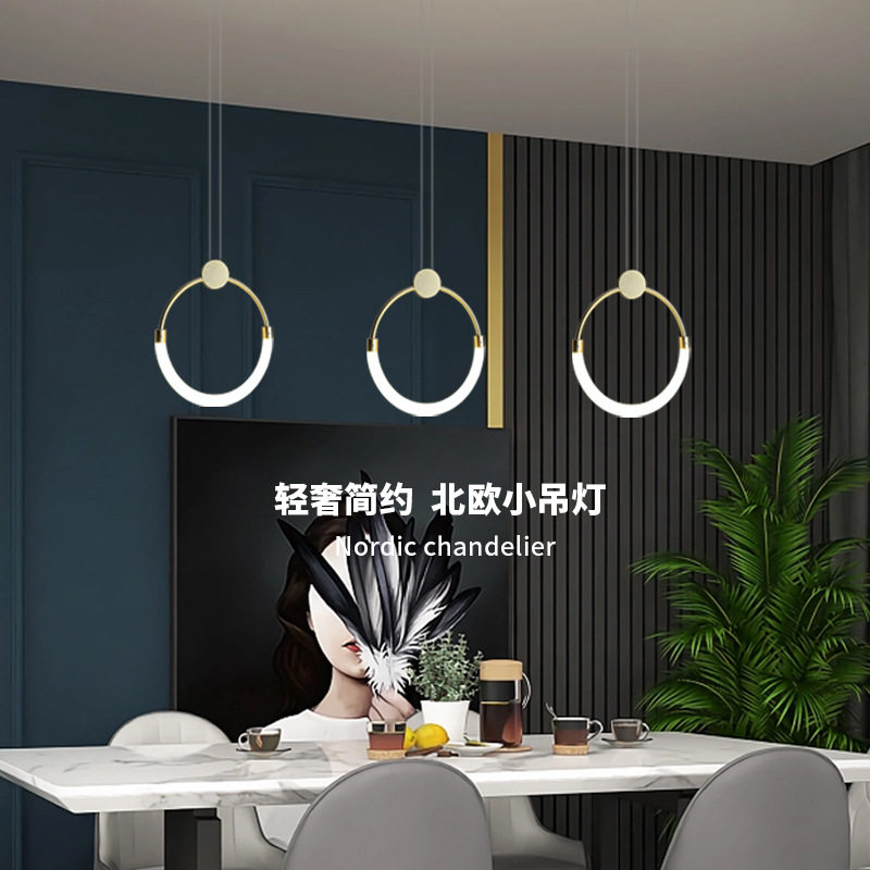 现代简约餐厅玄关卧室床头吊线灯 轻奢北欧装饰背景墙长线小吊灯