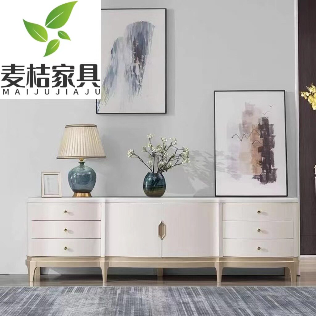 美式轻奢意式实木电视柜组合