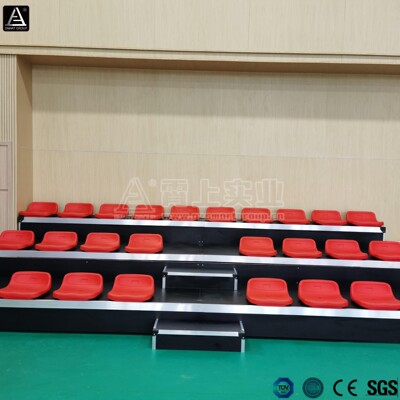 体育馆伸缩中空塑料低靠背看台椅