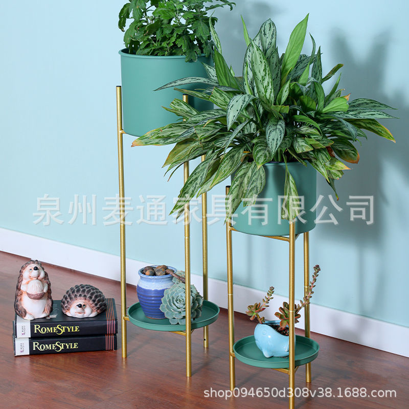 北欧双层花架 铁艺客厅阳台室内落地式植物摆放酒店网红花架