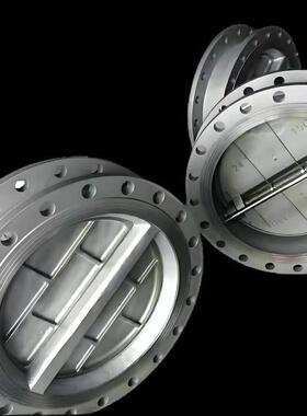 直销蝶式止回阀铸钢不锈钢法兰硬密封双阀瓣式逆止阀H46H