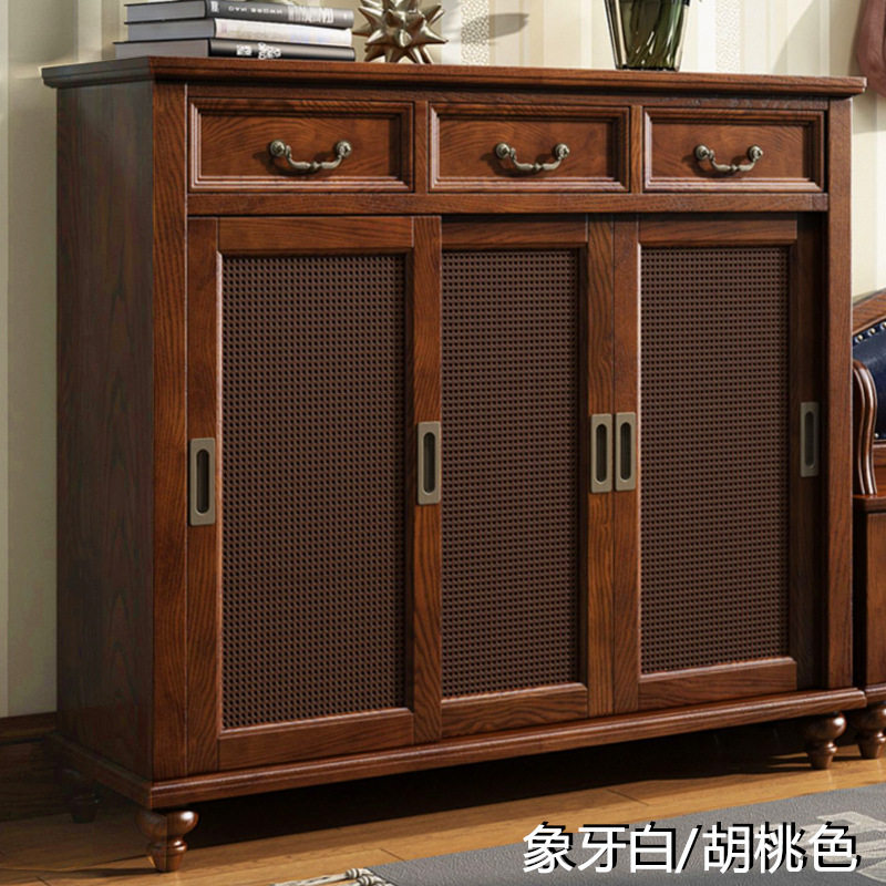 实木鞋柜美式简约实用多功能省空间白蜡木鞋架一件包邮送货上楼