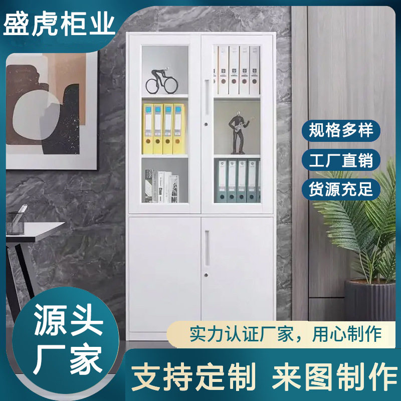 办公家具 文件柜 企业财务室带锁钢制资料凭证档案柜 玻璃文件柜