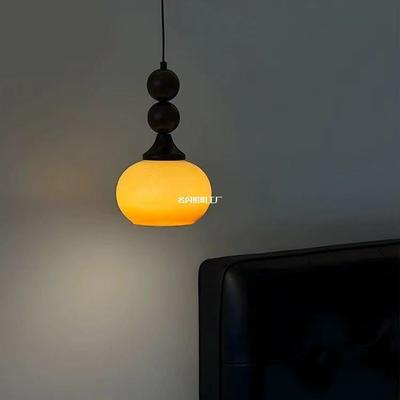 复古主卧室床头吊灯高级感法式中古风实木渐变色可调节长线小吊灯