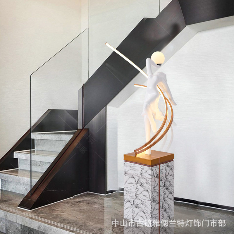 抽象人形雕塑落地灯酒店大厅摆件