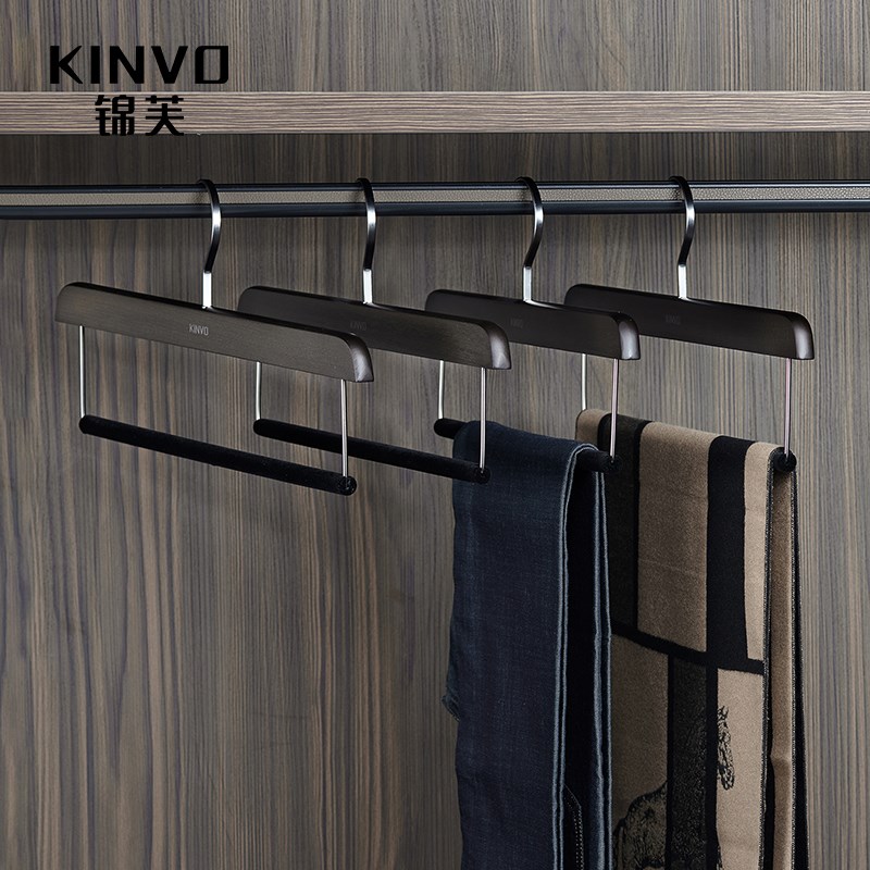 锦芙高端木c质衣架大衣西服专用衣撑高档卧室衣柜衣帽间黑色衣挂