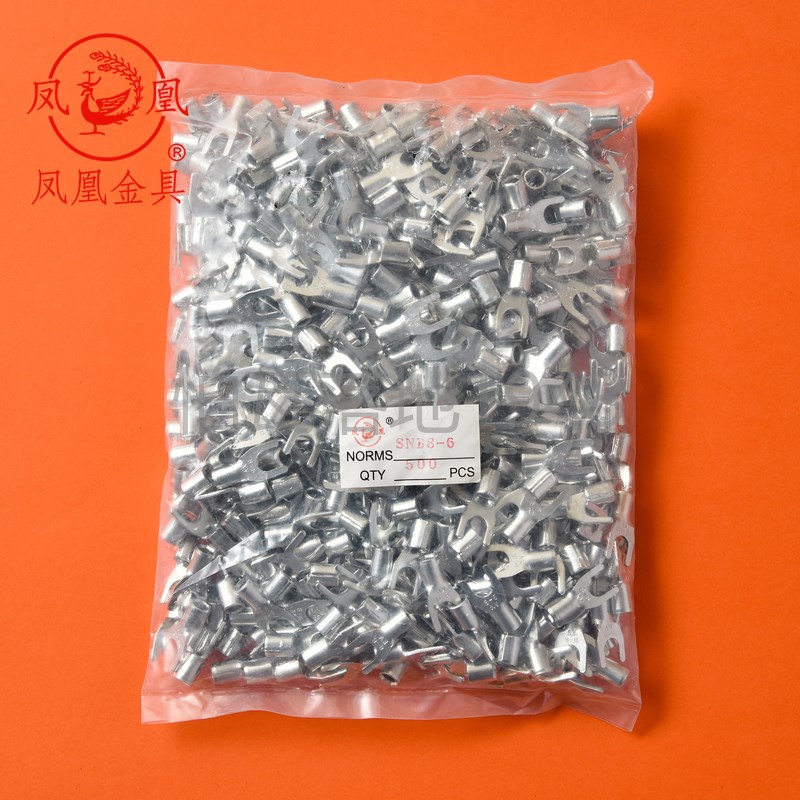 凤凰 SNB叉型裸端头SNB8-6 叉形冷压接线端子 紫铜国标 厚1.2MM